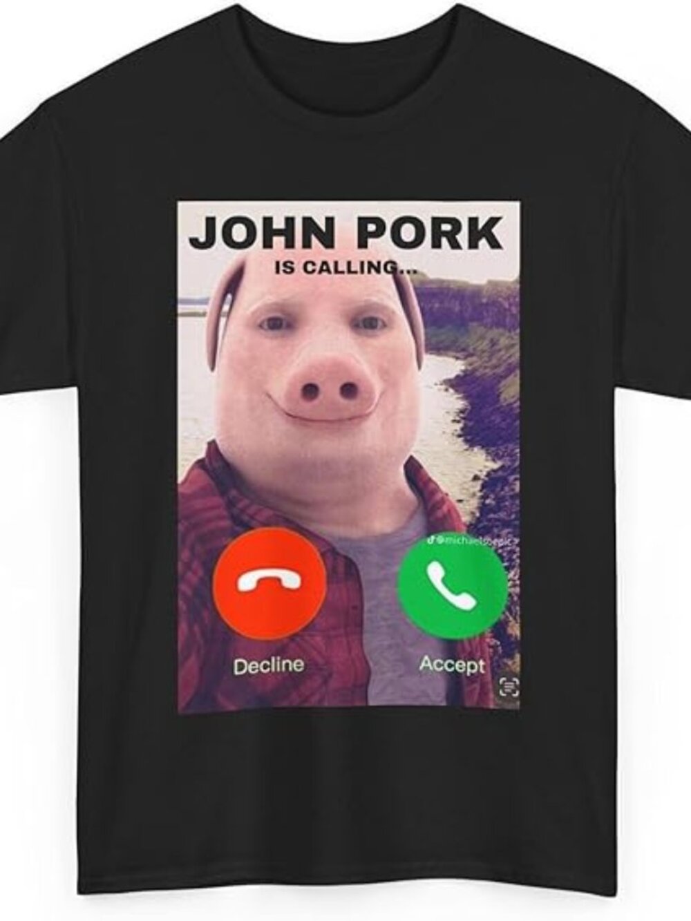 John Pork Funny Answer Call Phone T-Shirt, Brainrot T-Shirt